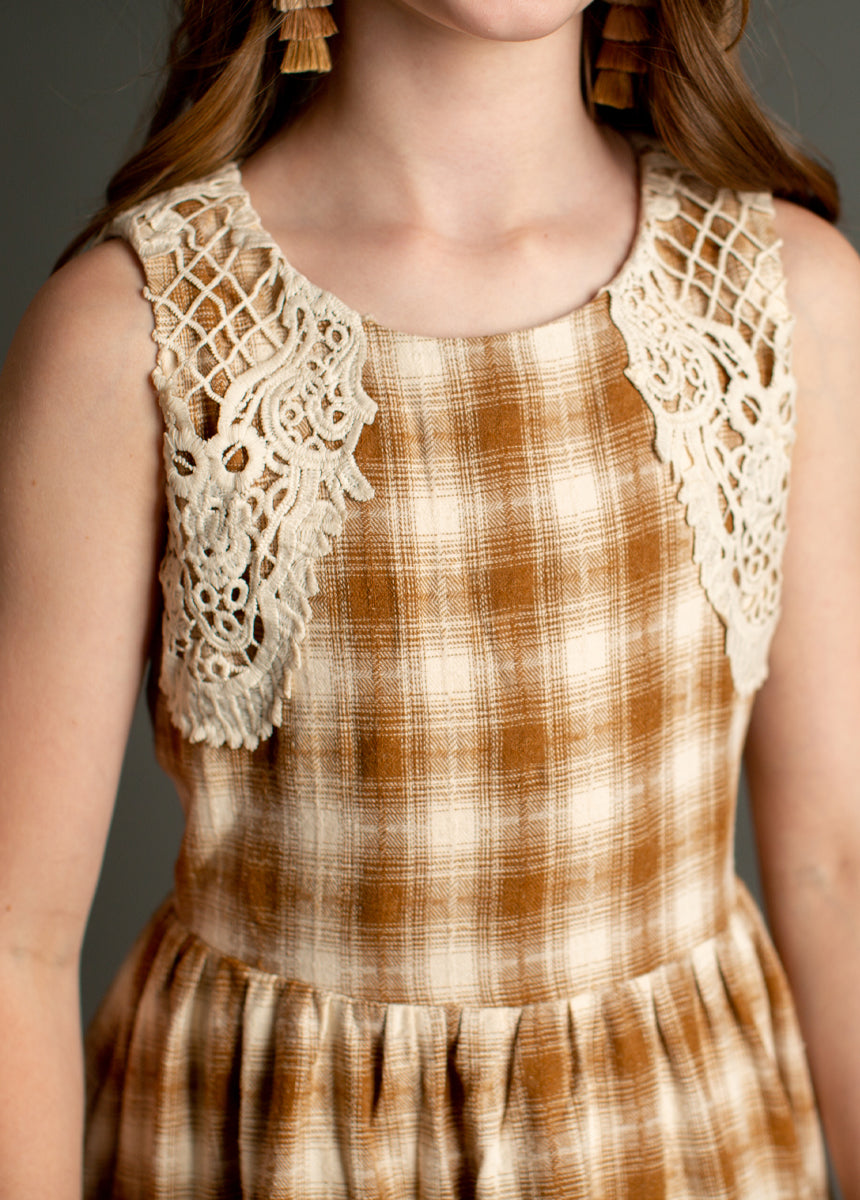 Londra Dress in Ochre Plaid