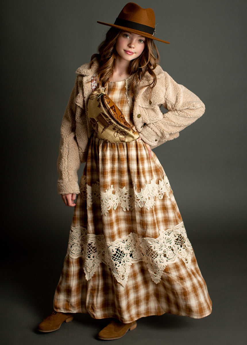 Londra Dress in Ochre Plaid