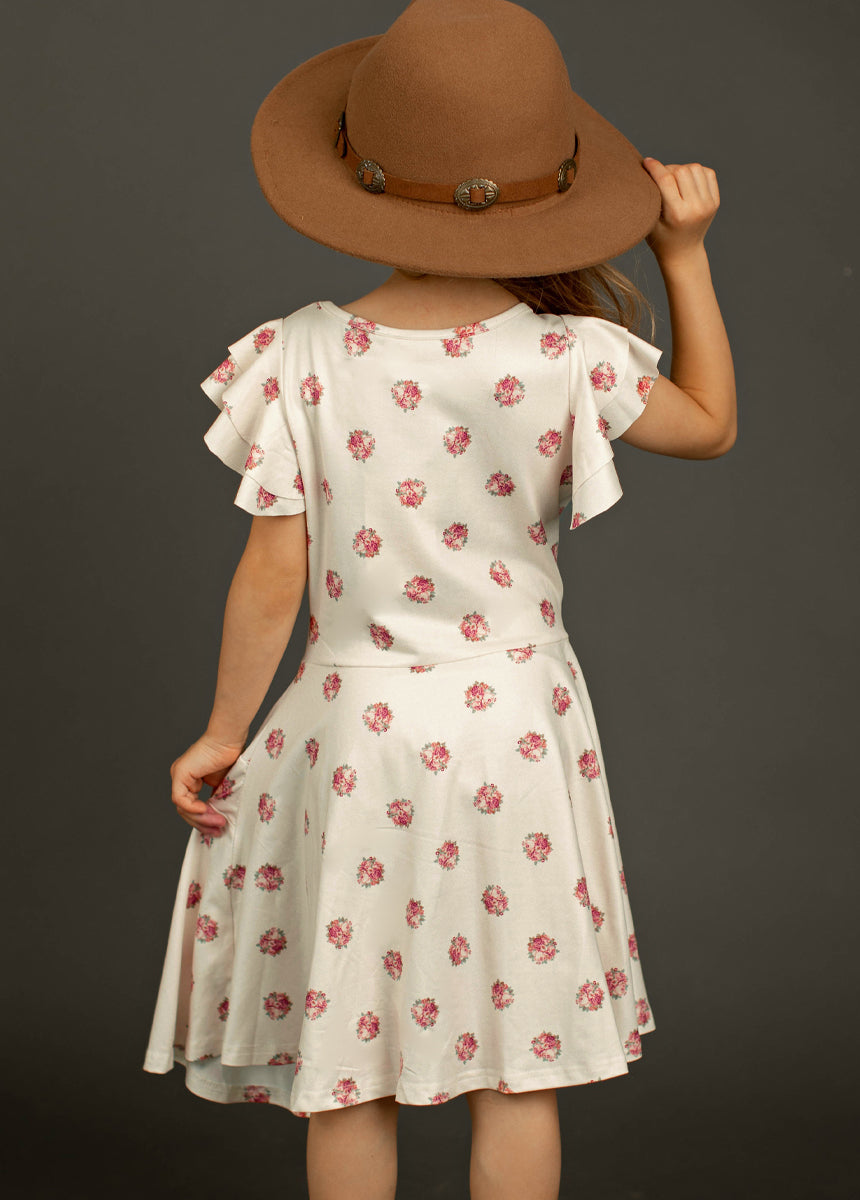 Marci Dress in Floral Dot Cream