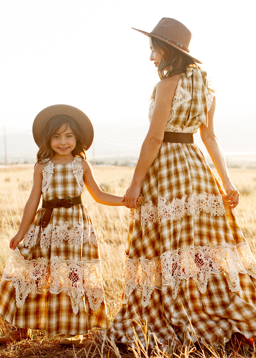 Londra Dress in Ochre Plaid