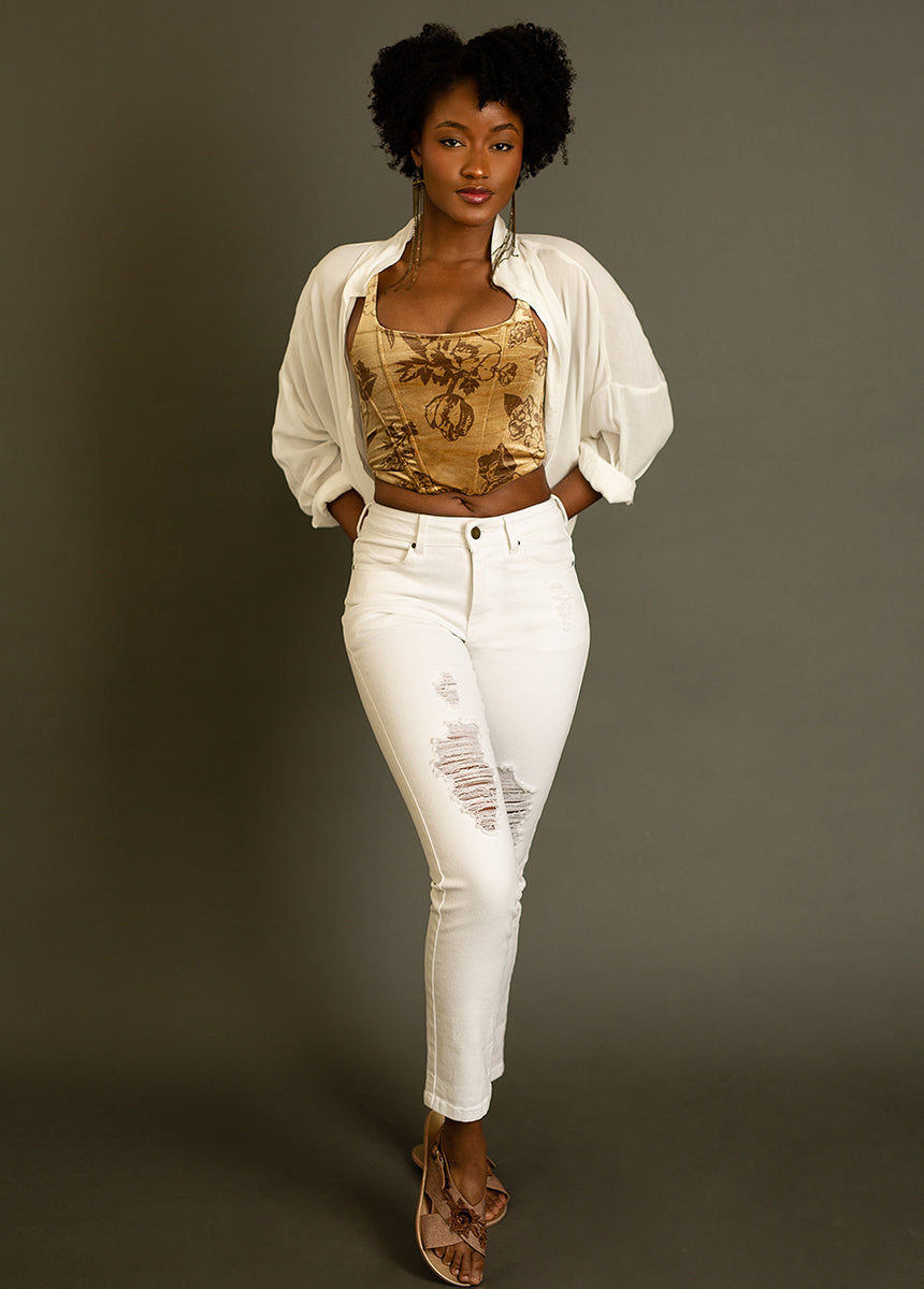 Clancy Girlfriend Denim in White